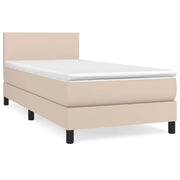 Letto singolo | Letto per adulti | Giroletto a Molle con Materasso Cappuccino 80x200 cm Similpelle