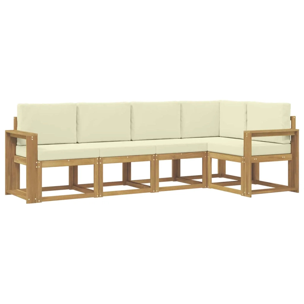 Set di divani da esterno con cuscino 5 pcs Bianco e Crema