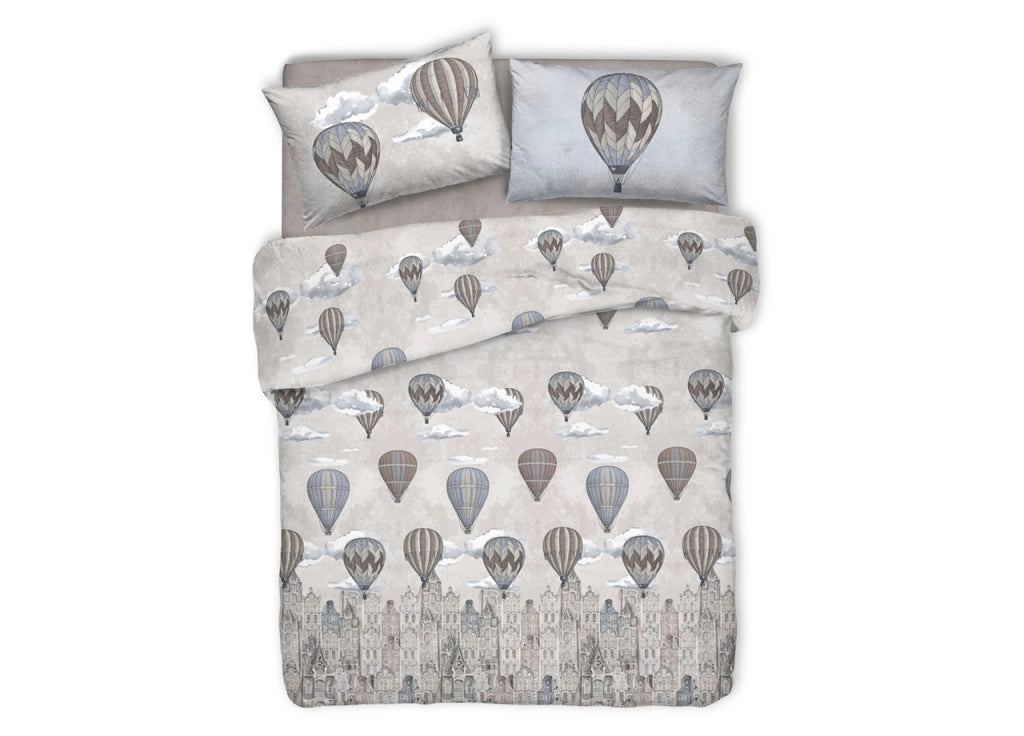 Copripiumino Sacco Piumone Pensieri Delicati Cotone Disegno Volare - Singolo - Beige