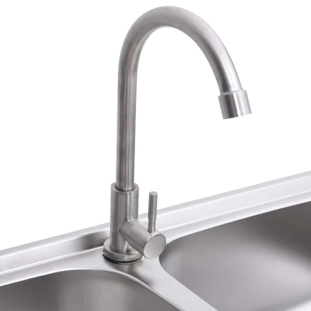 Lavello da campeggio doppio lavello con rubinetto lavello da cucina lavello da garage lavello da esterno antivegetativo 78 x 43 cm acciaio inox 02_0002437