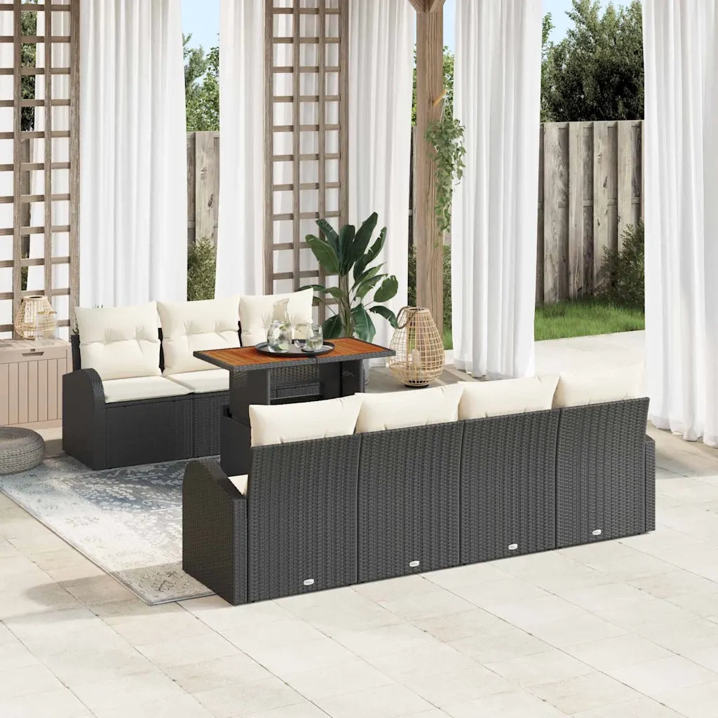 Set Divano da Giardino con archiviazione 8 pcs Nero Poly Rattan 3358280