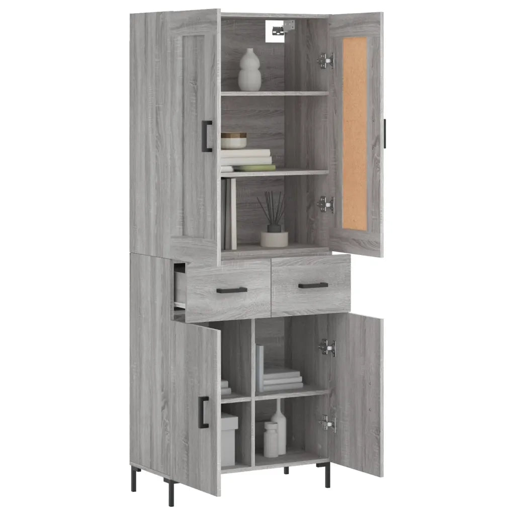 Credenza Grigio Sonoma 69,5x34x180 cm in Legno Multistrato 3199879
