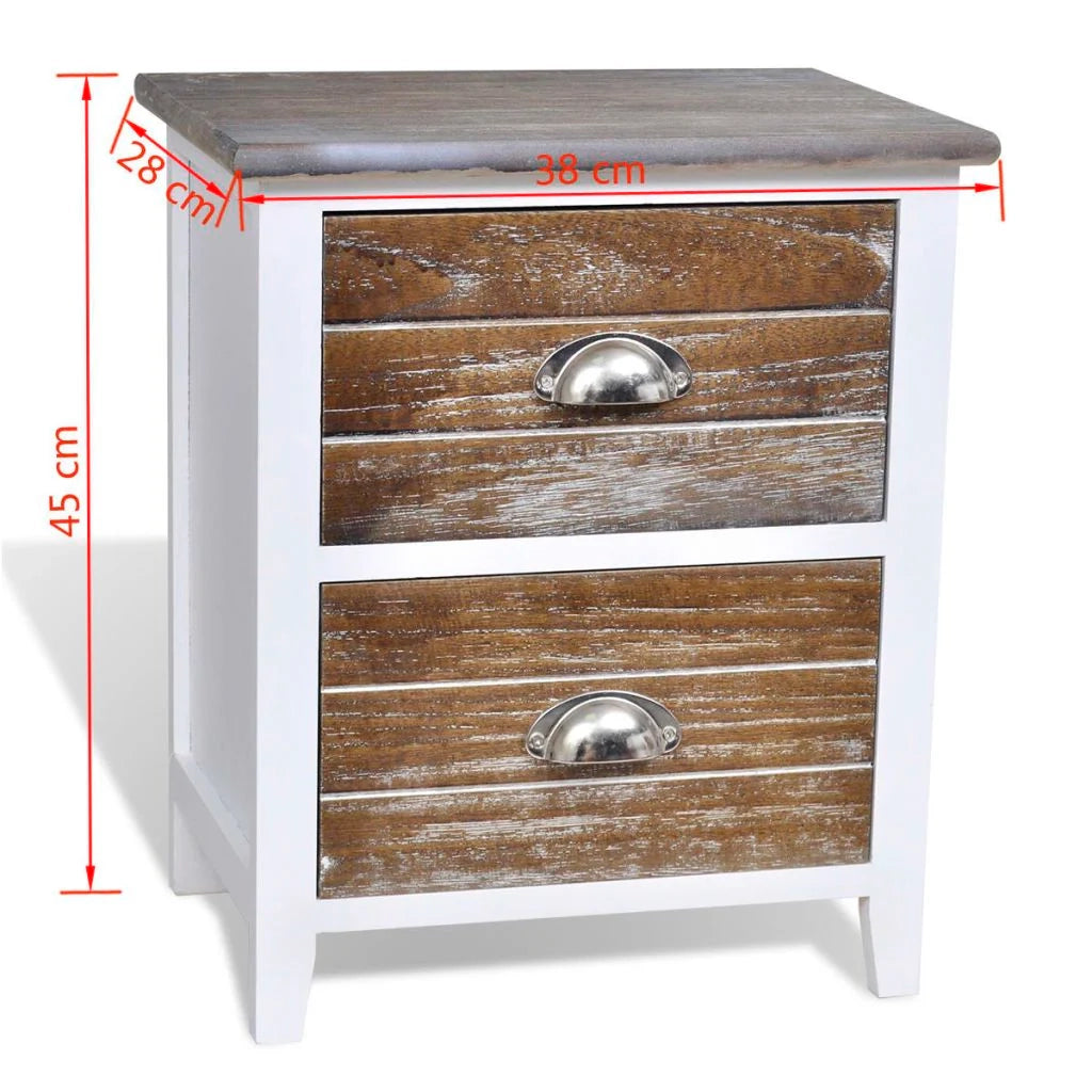 Comodino comodino cassettiera mobili per camera da letto 2 pezzi con 2 cassetti marrone e bianco 1402152