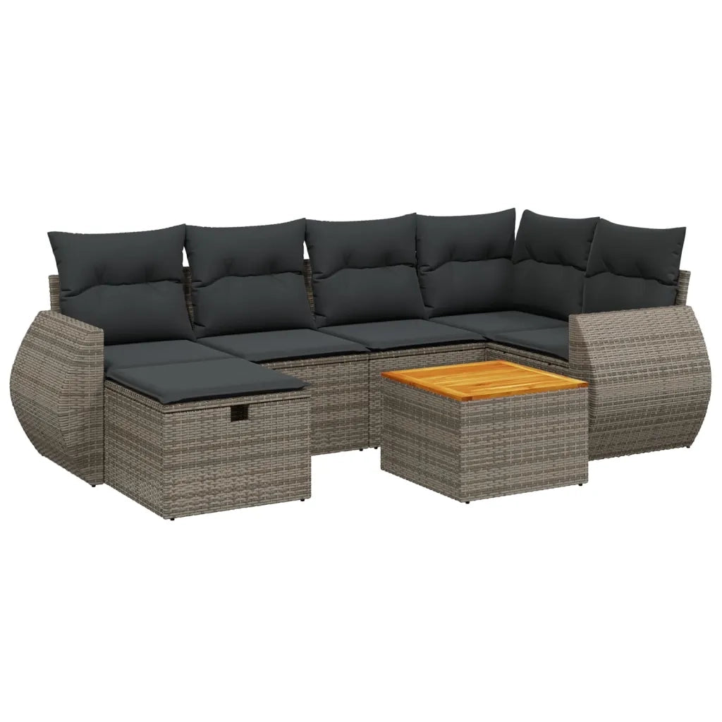 Set Divani da Giardino 7 pz con Cuscini Grigio in Polyrattancod mxl 113897