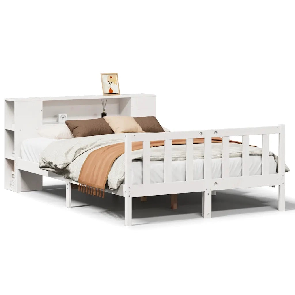 Letto Libreria senza Materasso Bianco 160x200 cm Legno di Pino 3321662
