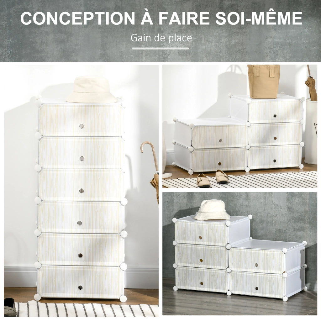 Scarpiera modulare salvaspazio ¨C Xylo ¨C 6 cubi plastica bianco 49x36,5x108 cm