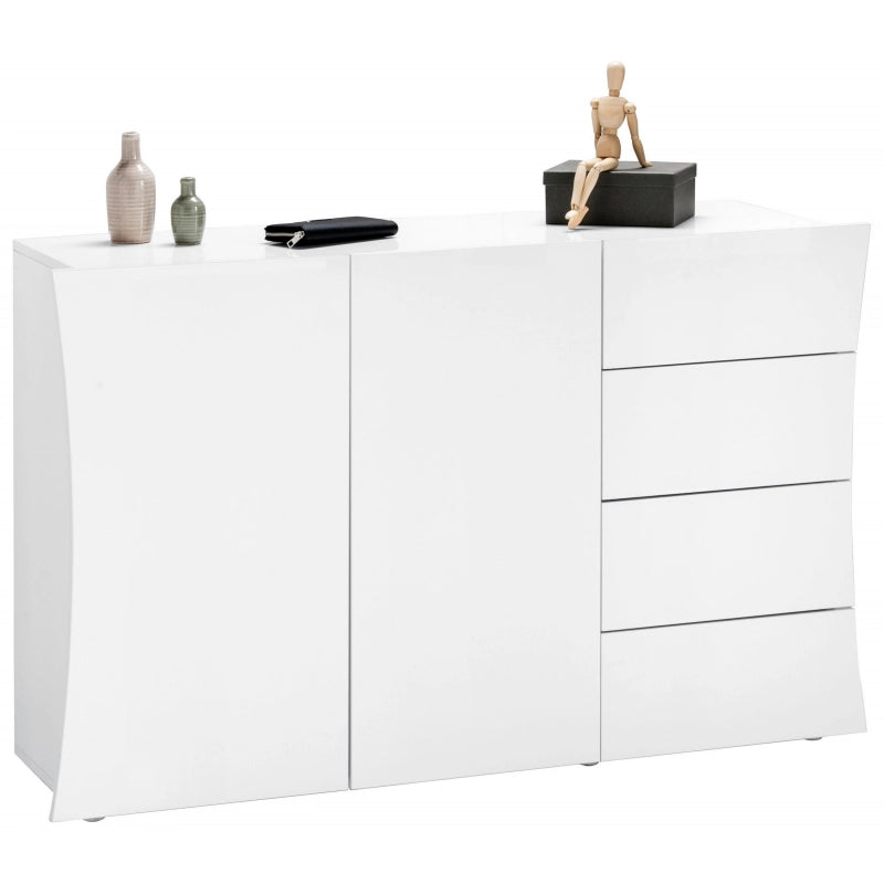 Mobile Multiuso – 2 ante/4 cassetti – Bianco Lucido