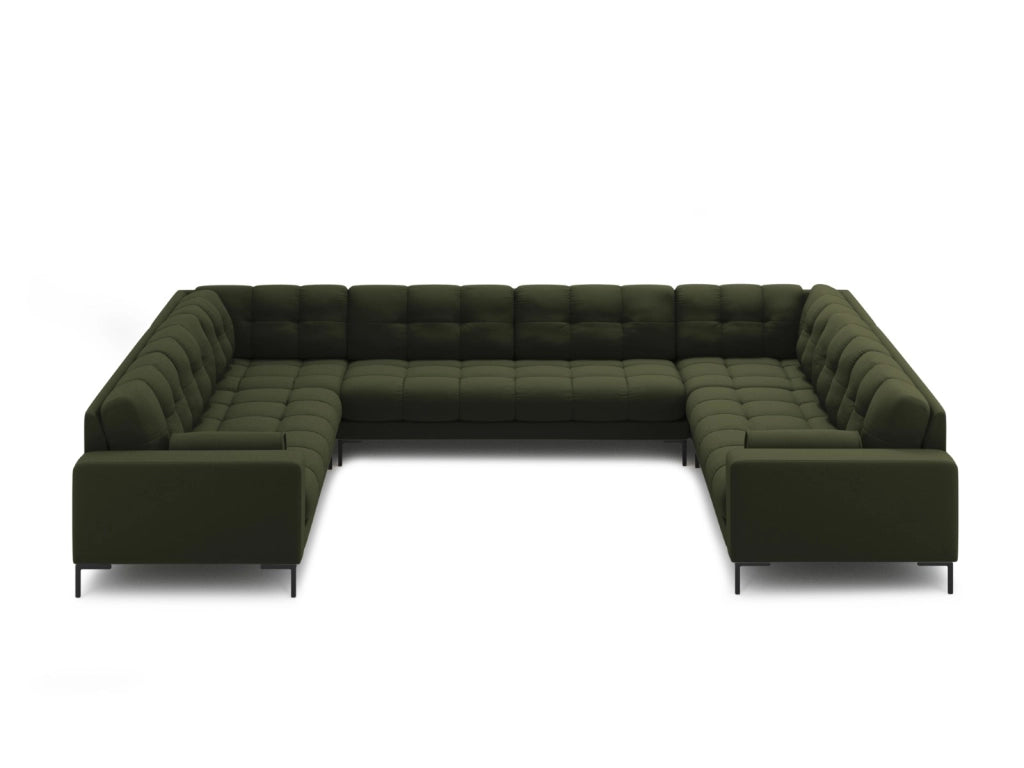 Cosmopolitan Design - Divano panoramico "Bali" 9 posti in tessuto strutturato verde 