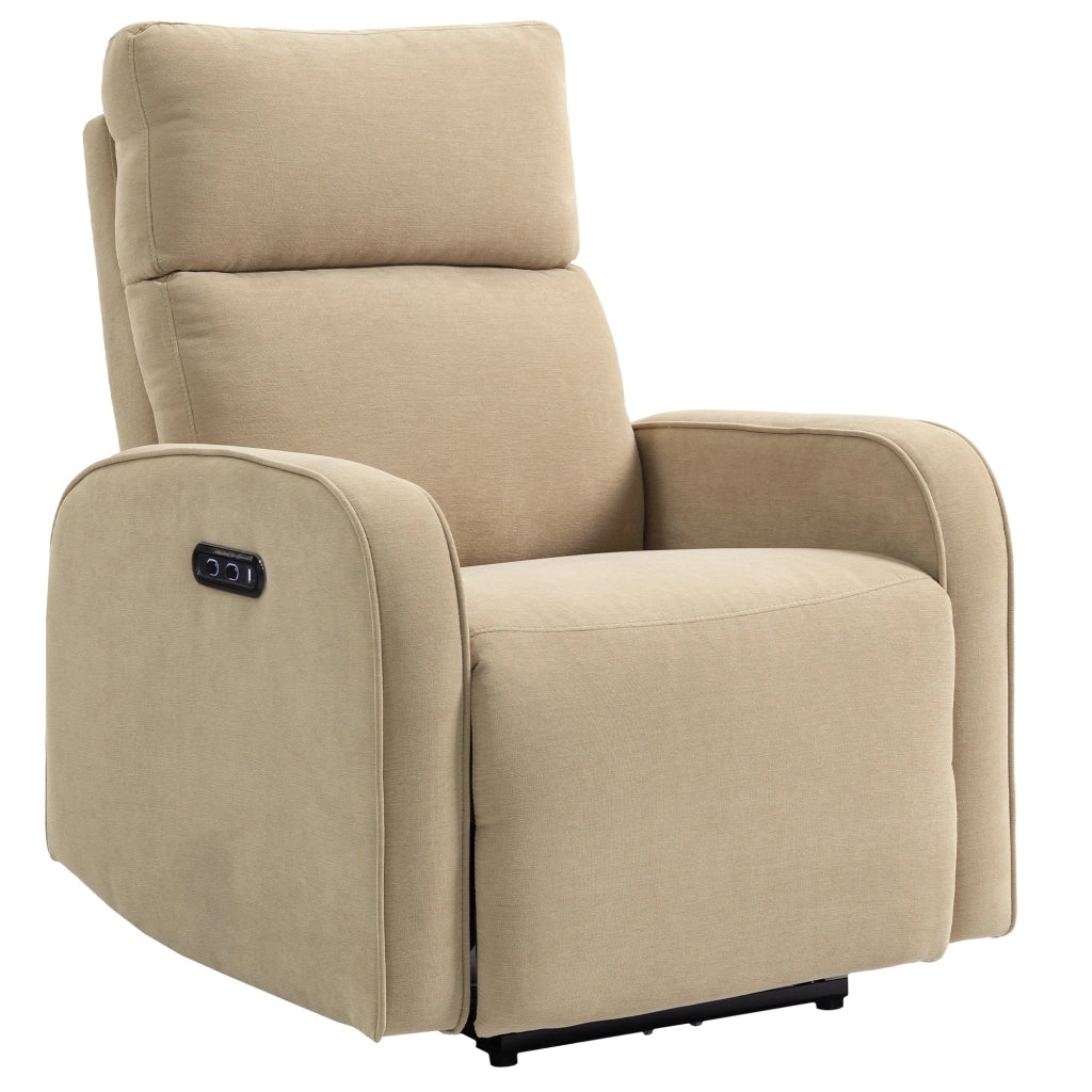 Poltrona Relax Elettrica Reclinabile ¨C Xylo ¨C Tessuto Ciniglia Beige con Poggiapiedi e Poggiatesta