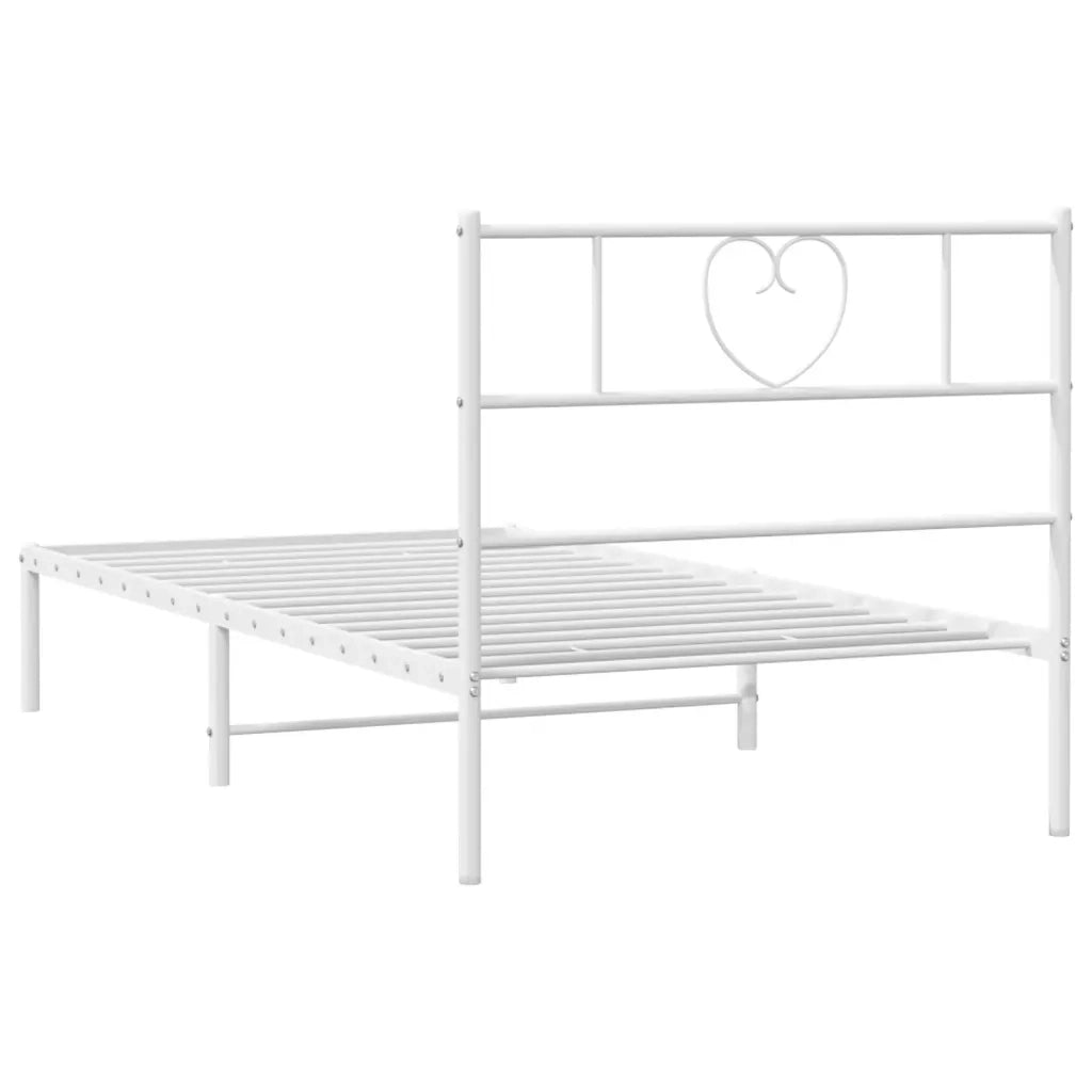 Giroletto con Testiera-Struttura Letto con testiera Metallo Bianco 90x200 cm 396767