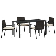 Set da Pranzo per Giardino 5 pz | Set Salotto da Giardino Nero