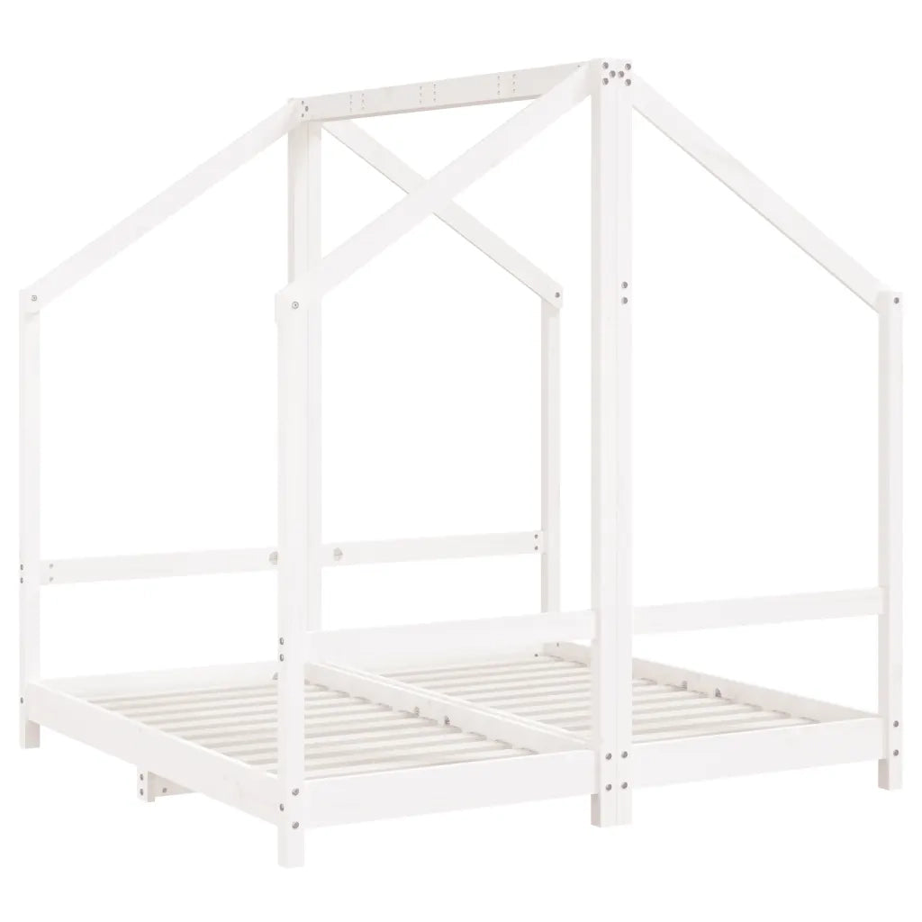Giroletto per Bambini | Letto Infantile | Lettino Bianco 2x(70x140)cm Legno Massello Pino