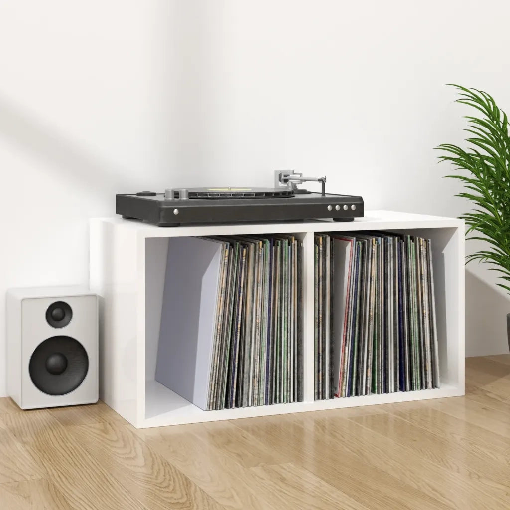 Contenitore per Vinili Bianco Lucido 71x34x36 cm in Multistrato 800123