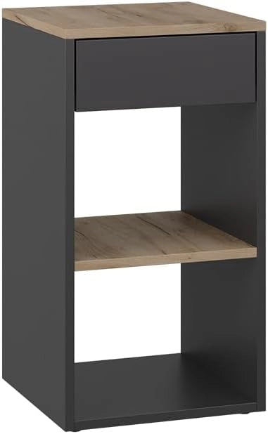 Comodino camera da letto Dany, Antracite, 35 x 65 cm con 1 cassetto