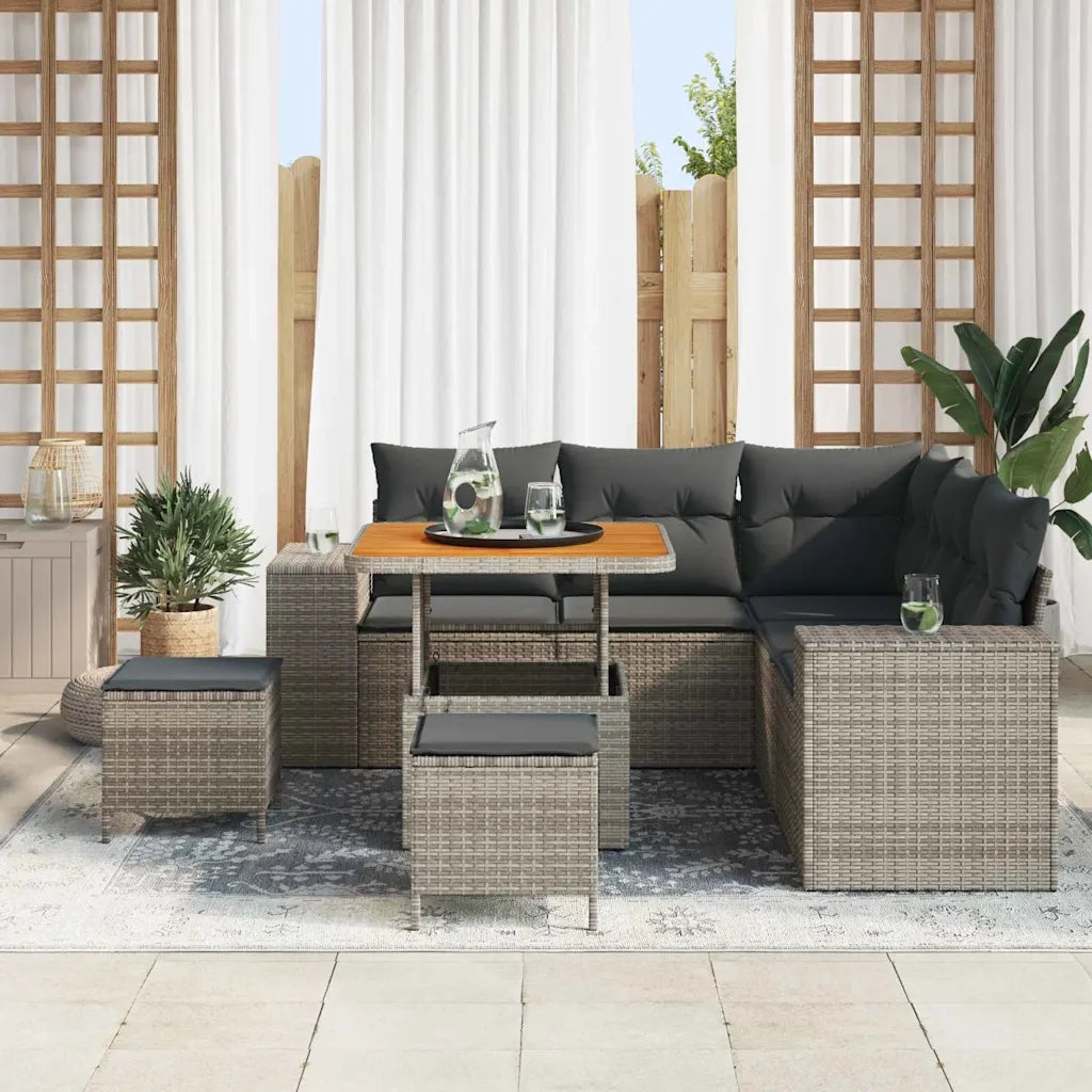 Set Divano da Giardino con cuscino 8 pcs Grigio polyrattan 3362003