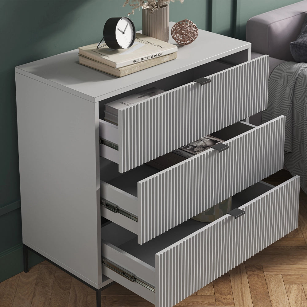 Vicco Cassettiera per camera da letto Grigio 42 x 81.2 cm con 3 cassetti
