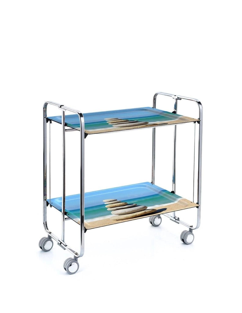 Carrello da cucina pieghevole cromato con ruote BAUHAUS 2 ripiani