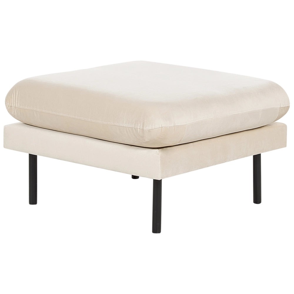 Pouf in Velluto beige chiaro con Gambe Nere 70 x 70 cm stile moderno retrò