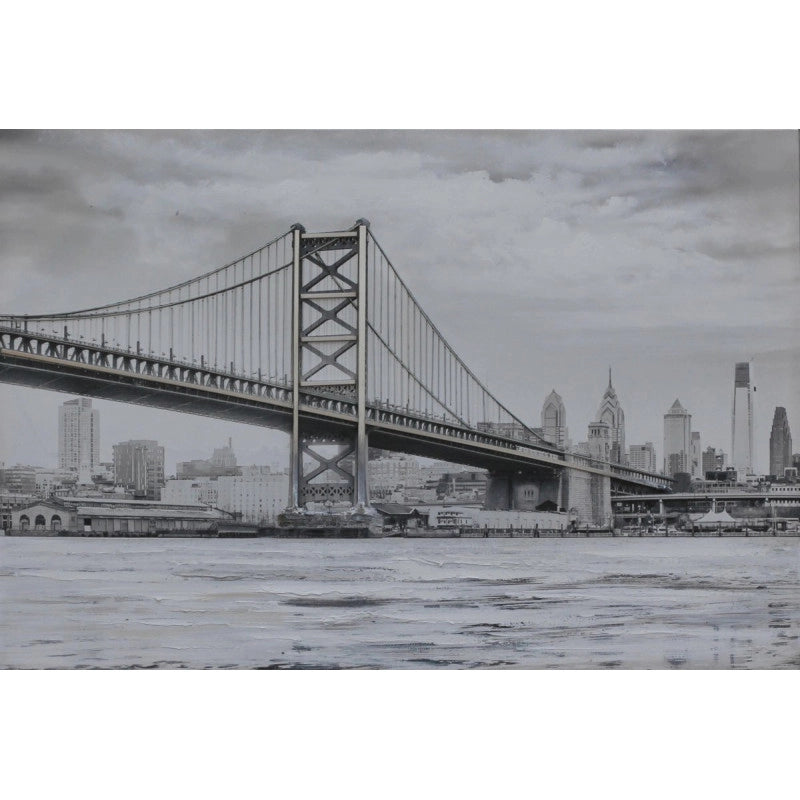 Set di 6 Canvas Con Applicazioni In Metallo Effetto 3d 80x120 Cm Bridge