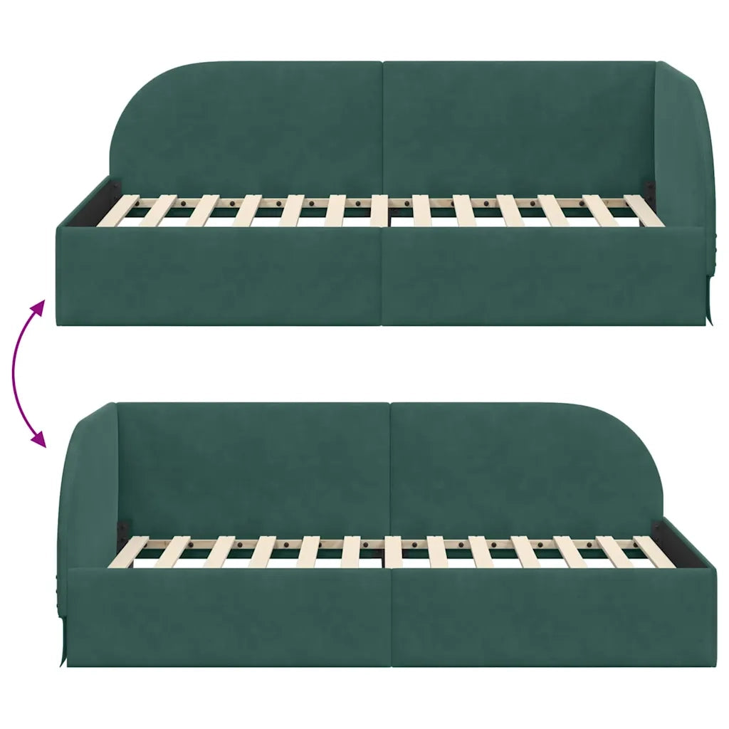Cornice del letto ad angolo Verde Scuro 80 cm x 200 cm Velluto 42016628