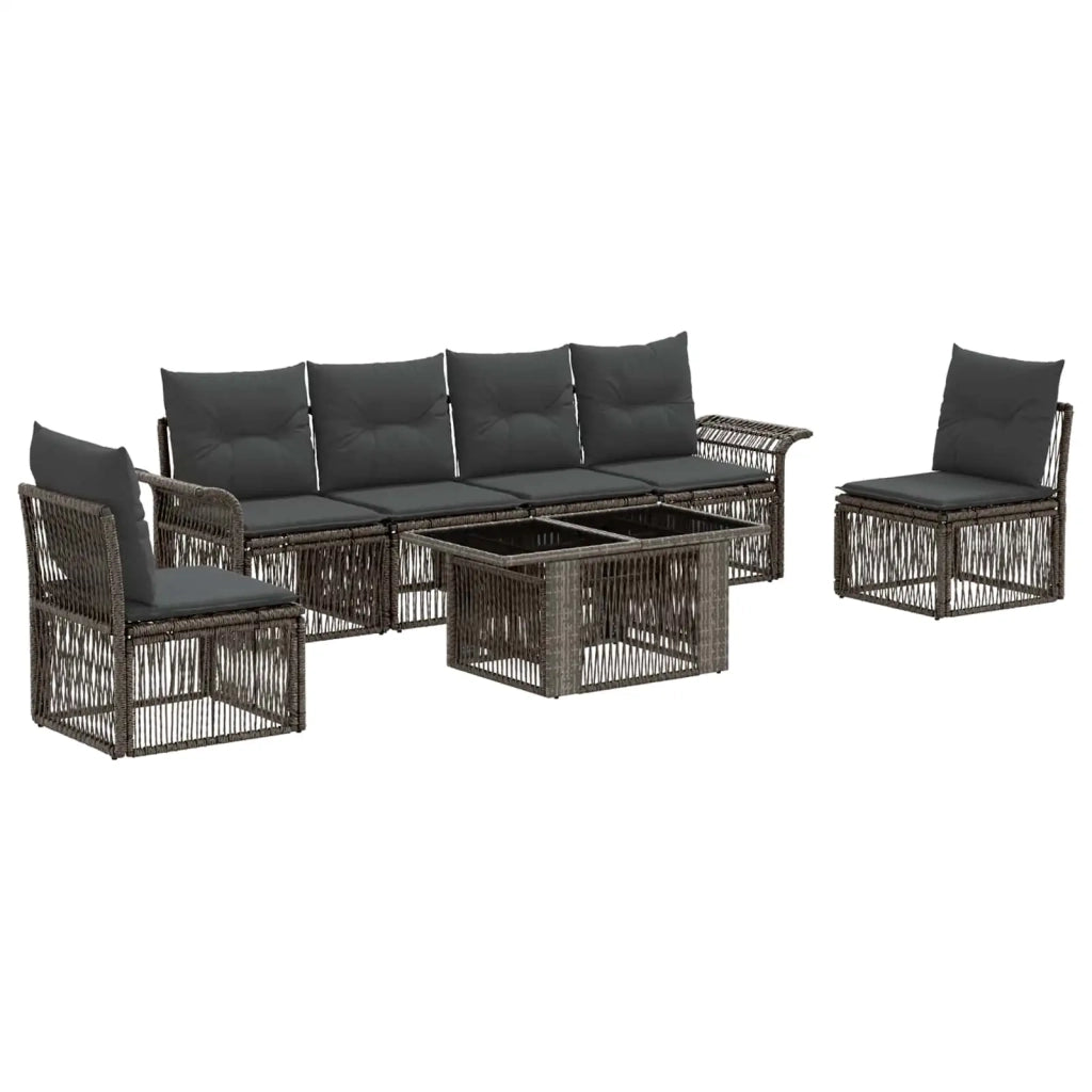 Set Divano da Giardino 7 pz Grigio e Grigio Scuro polyrattan 3436619