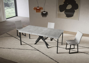 Consolle Allungabile 90-300x40x77 cm Saki Premium Cemento Gambe Antracite