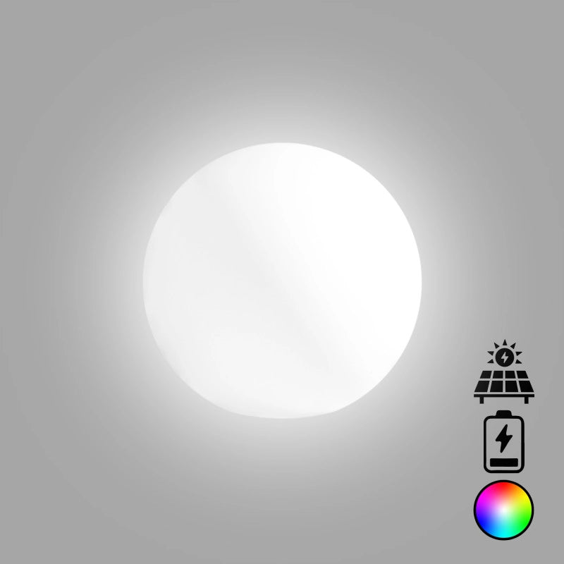 Lampada sfera di design Ø50 in polimero luce multicolor con bateria e solare per interno ed esterno - Made in Italy - Monacis