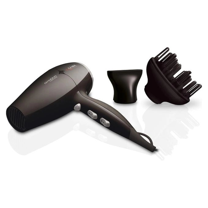 GA.MA Phon Diamond Ceramic, Tecnologia Ceramica, Ioni e Nano Silver, Massima Protezione per Capelli Sani e Splendenti, Anti Crespo, 2300 W, & Combinazioni Temperatura e Velocità, Inclusi una Bocchetta e un Diffusore