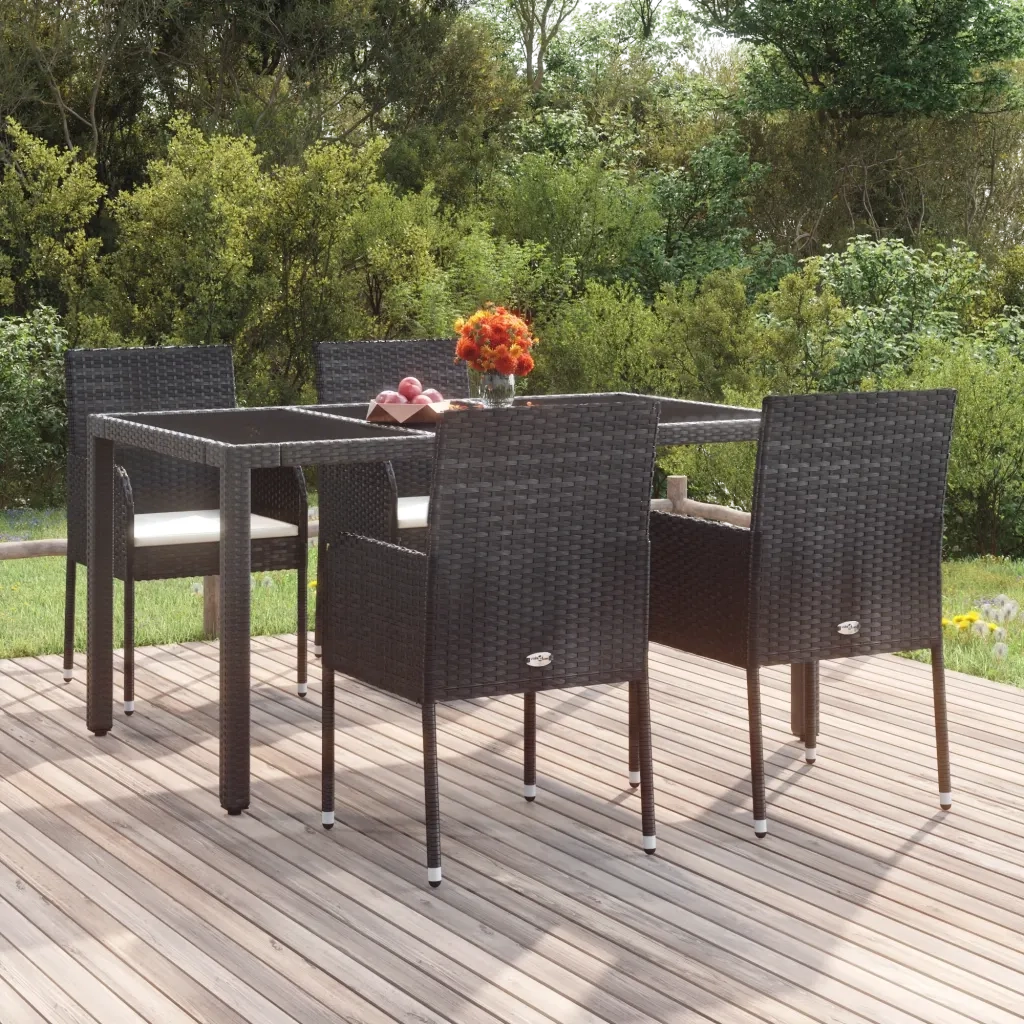 Sedie da Giardino con Cuscini 4 pz | Sedie da Esterno in Polyrattan Nere