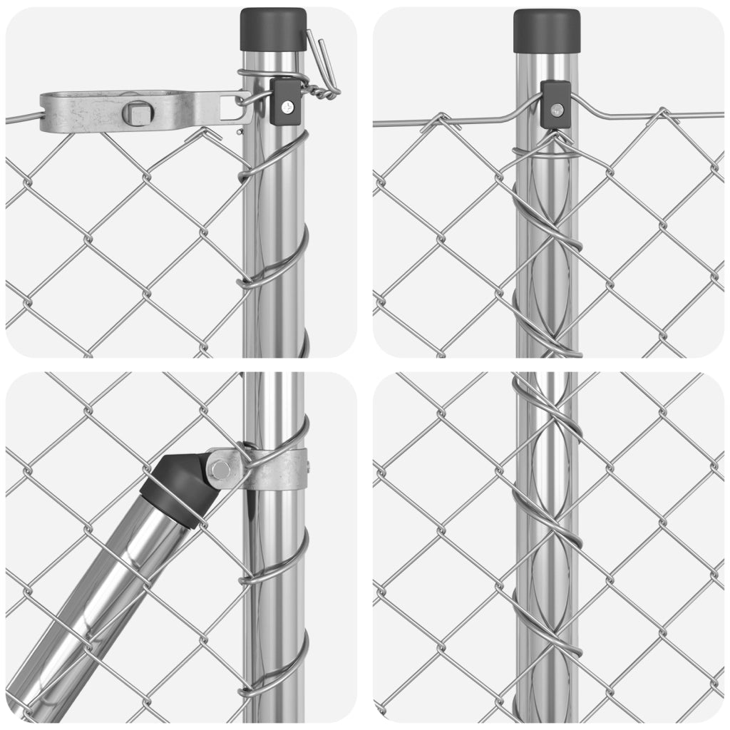 Recinzione a Maglie Metalliche con 7 Pali 0.8x10 m Acciaio Zincato