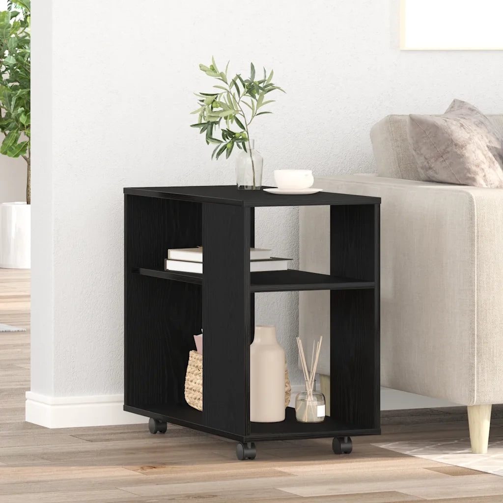Tavolino laterale in rovere nero 70x35x60 cm in legno ingegnerizzato 862496