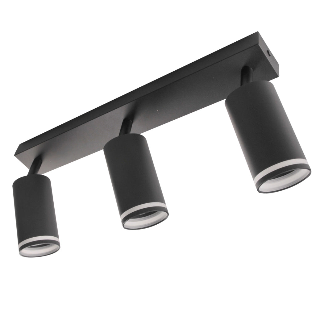 Plafoniera/applique 3 faretti GU10 nera Polux Paris 322340