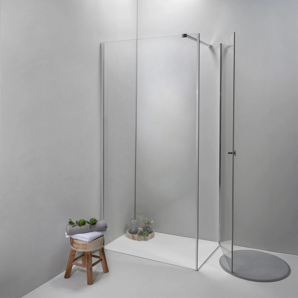 Cabina Box Doccia 90x70 Cm Porta Battente con Lato Fisso Trasparente