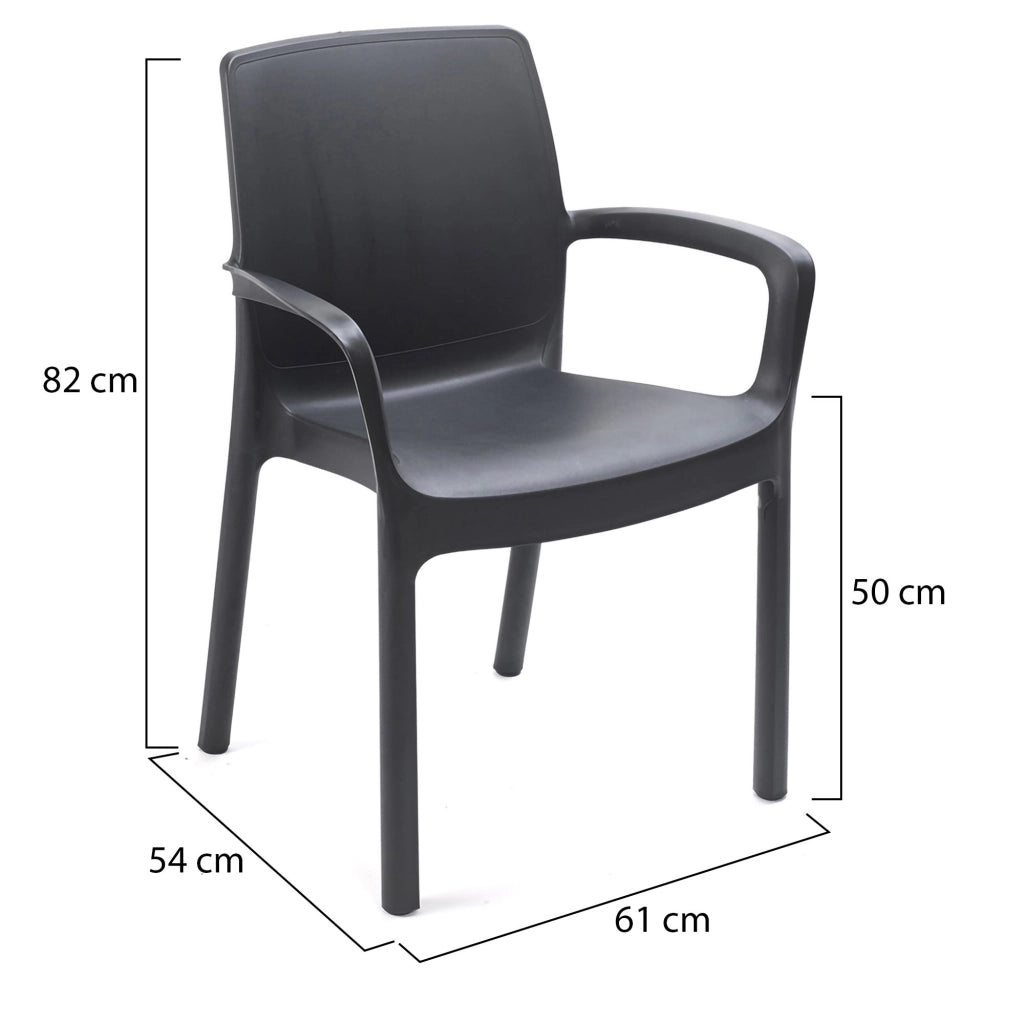 Sapps, Sedia da Esterno 4 Sedie Made in Italy, Nero Antracite