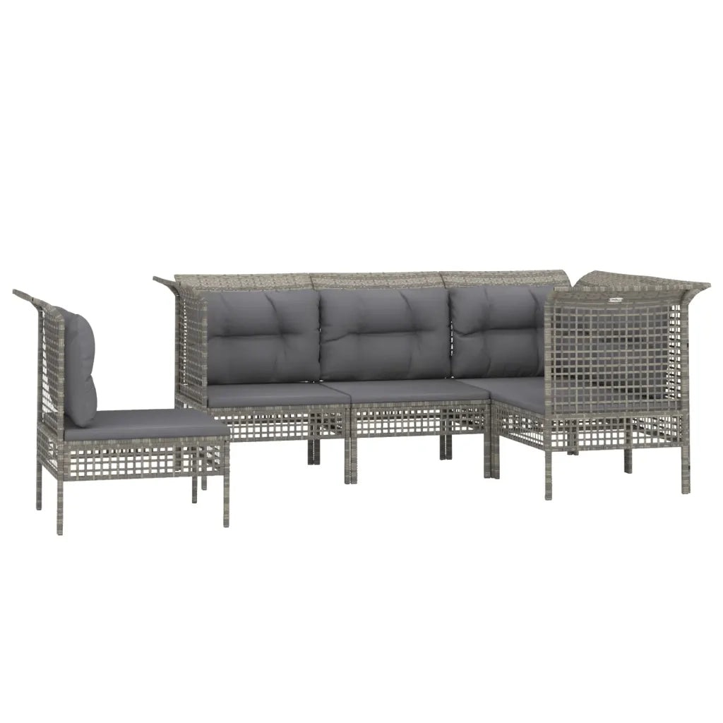 Set Divani da Giardino 5 pz con Cuscini in Polyrattan Grigiocod mxl 76670