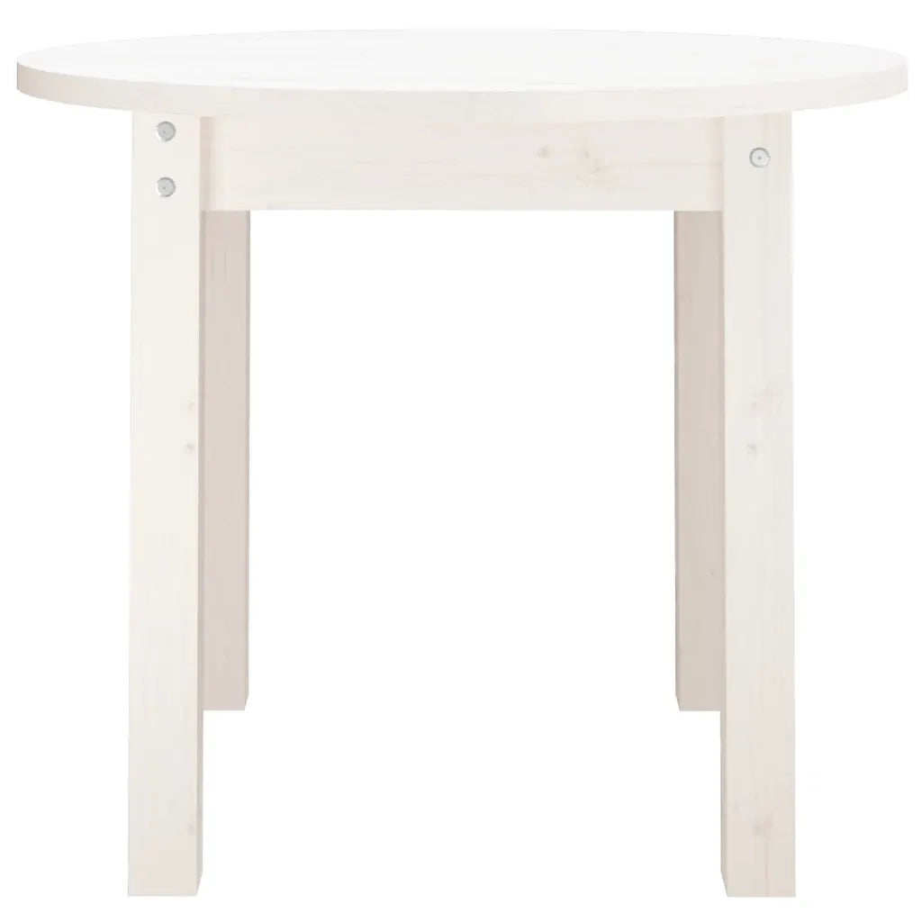 Tavolino da Salotto Bianco Ø 55x45 cm in Legno Massello di Pino 822328
