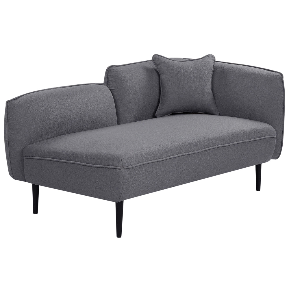 Chaise longue Destra in poliestere grigio scuro con cuscino e gambe metallo da salotto