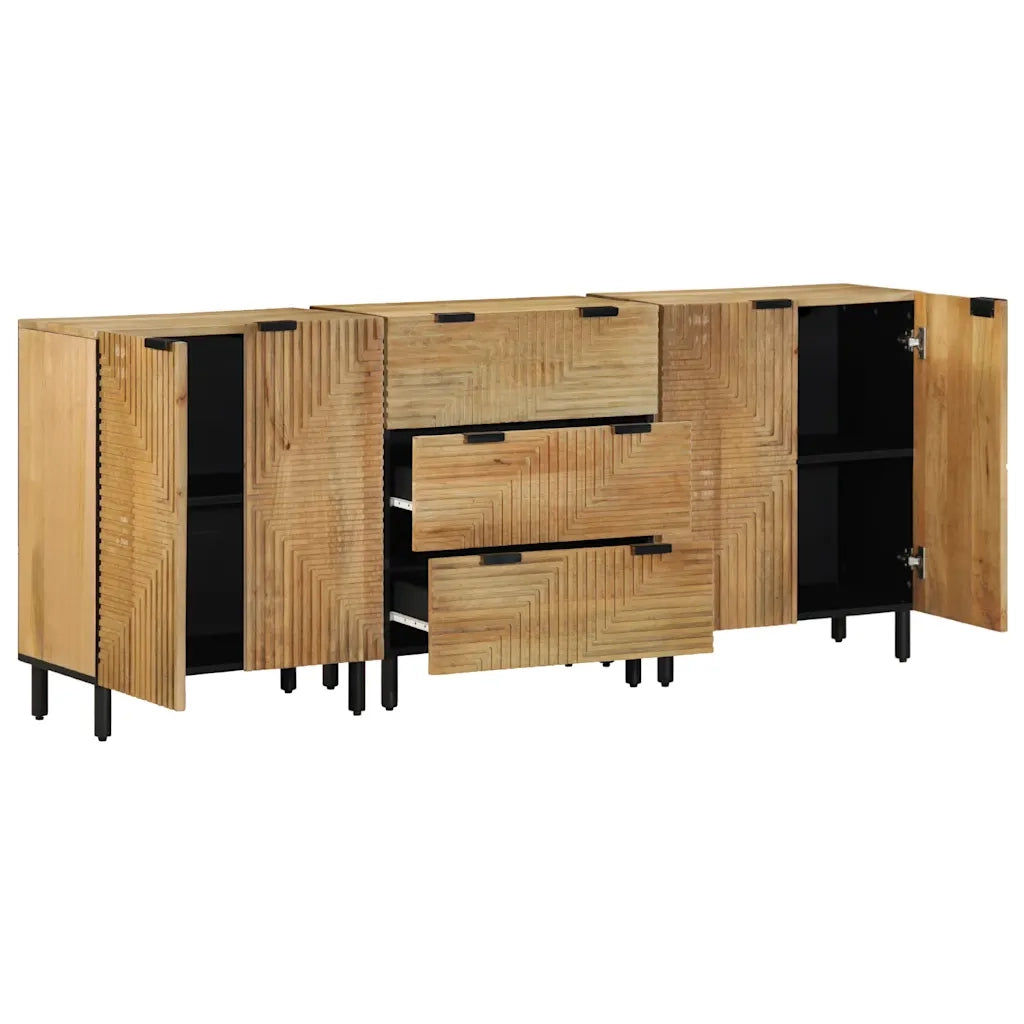 Credenze 3 pz Marrone 60x33x75 cm in Legno Massello di Mango 3310005
