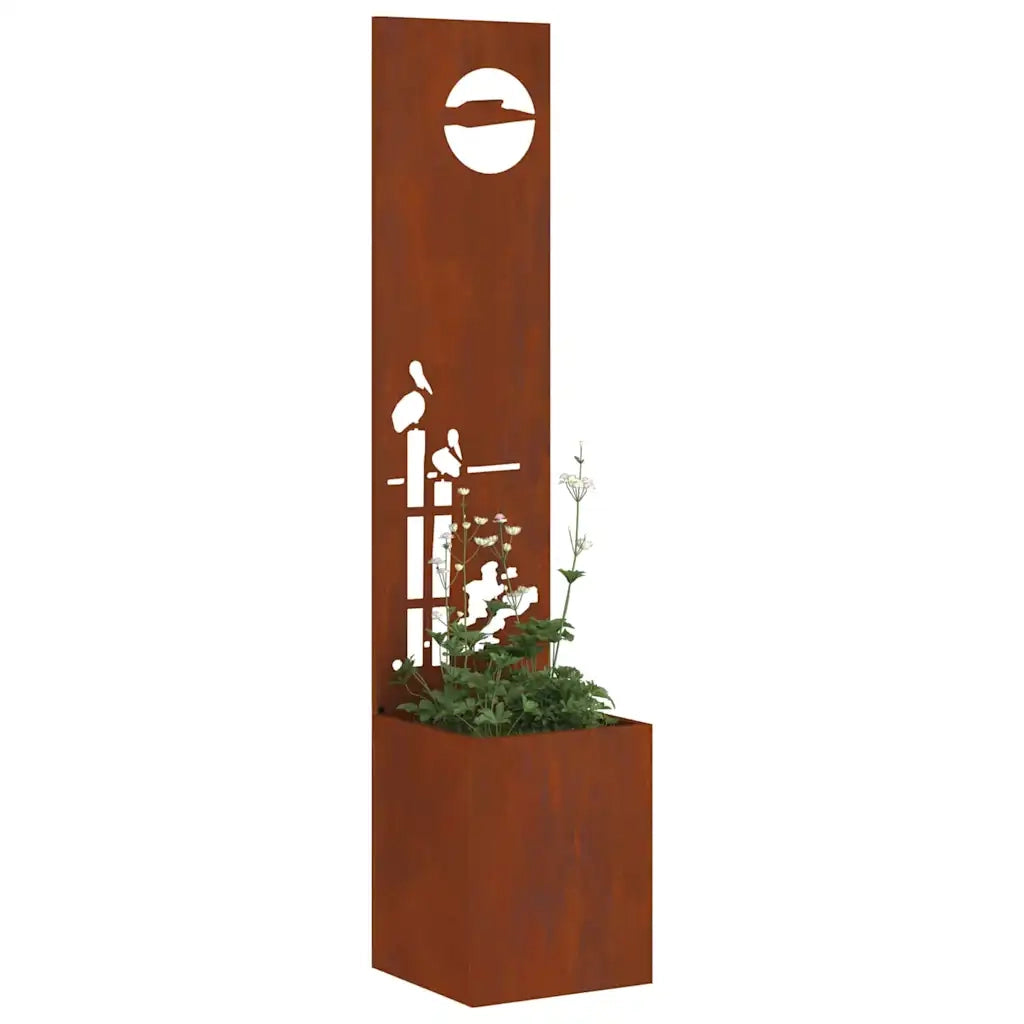 vidaXL Vaso da Giardino con Pannello Decorativo Ruggine 32 x 140 cm
