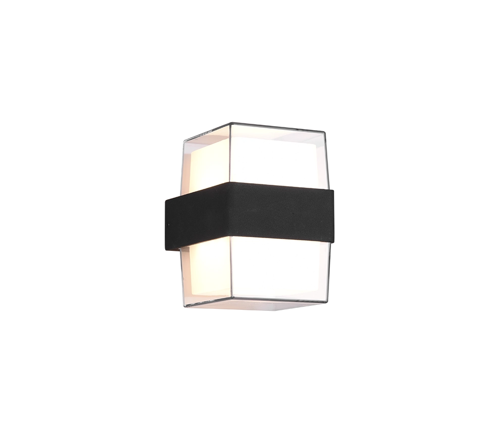 Applique Parete Led Esterno Doppio Diffusore Quadrato Antracite Molina GD Trio