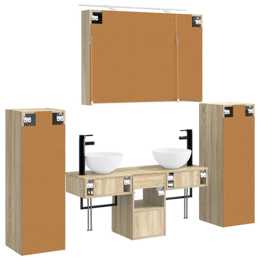 Set di mobili per il bagno 6 pcs Rovere Sonoma 3407113