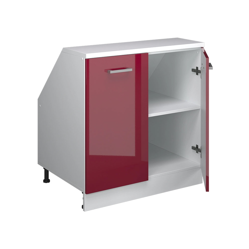 Mobile sottotetto Rion Rosso lucido/Bianco 80 x 83.8 cm con 2 porte, carcassa 60 cm profondità Vicco