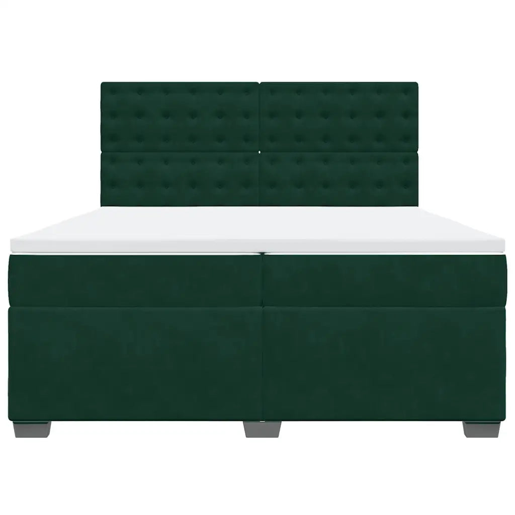 Giroletto a Molle con Materasso Verde Scuro 200x200 cm Velluto 3293317