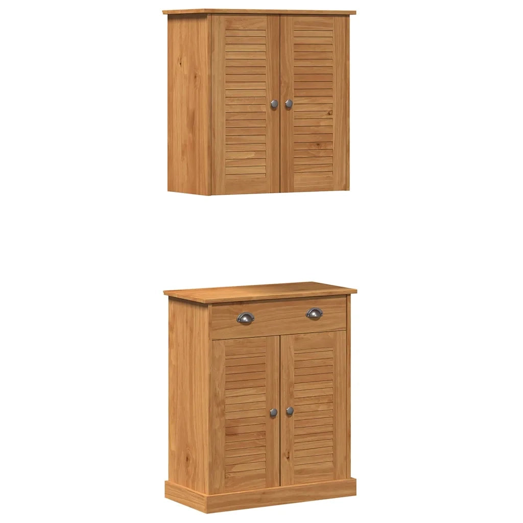 Set di mobili per il Bagno | Armadio da bagno VIGO 2 pz Marrone e Marrone Miele