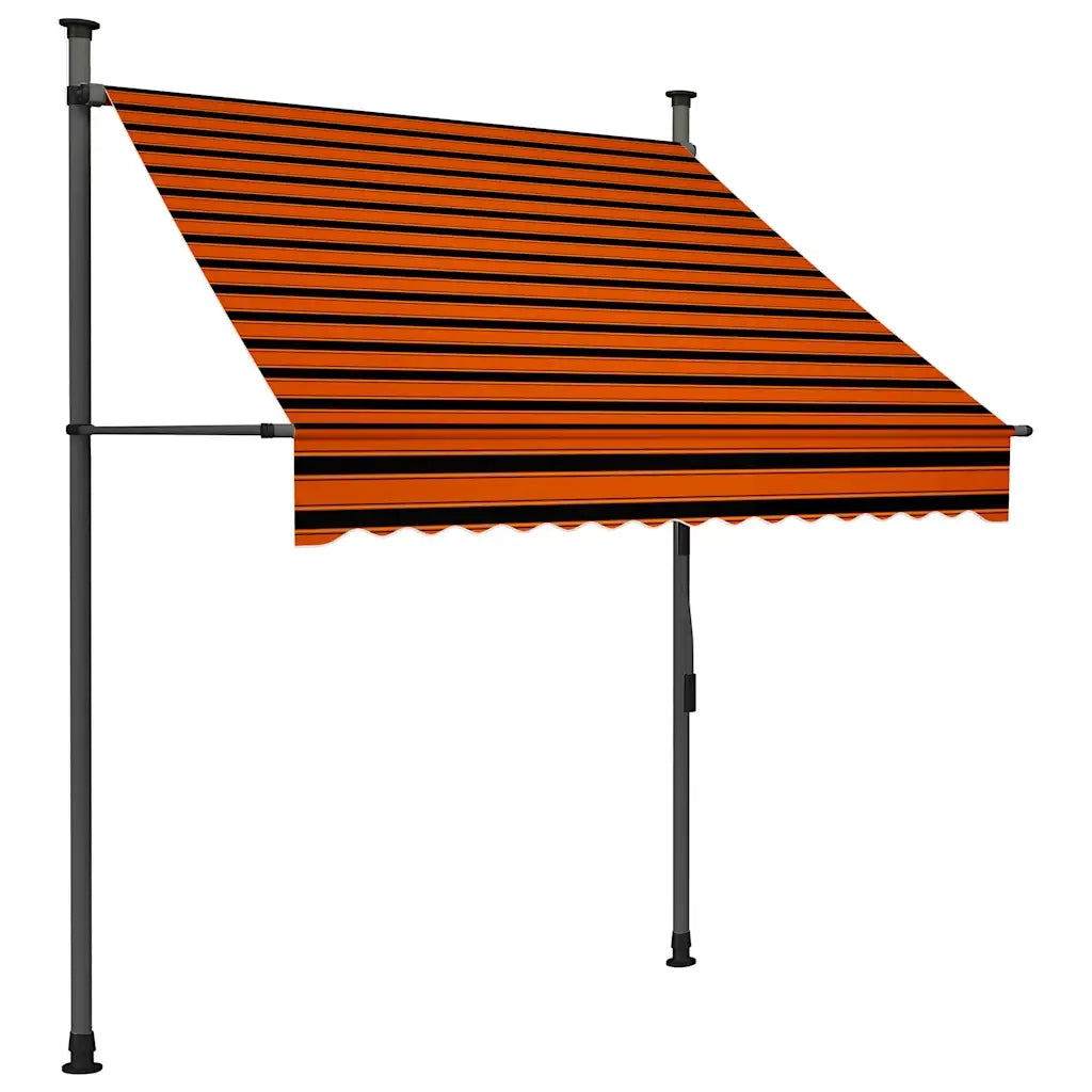 Tenda da Sole Retrattile Manuale LED-Tenda parasole per Patio 150 cm Arancione e Marrone
