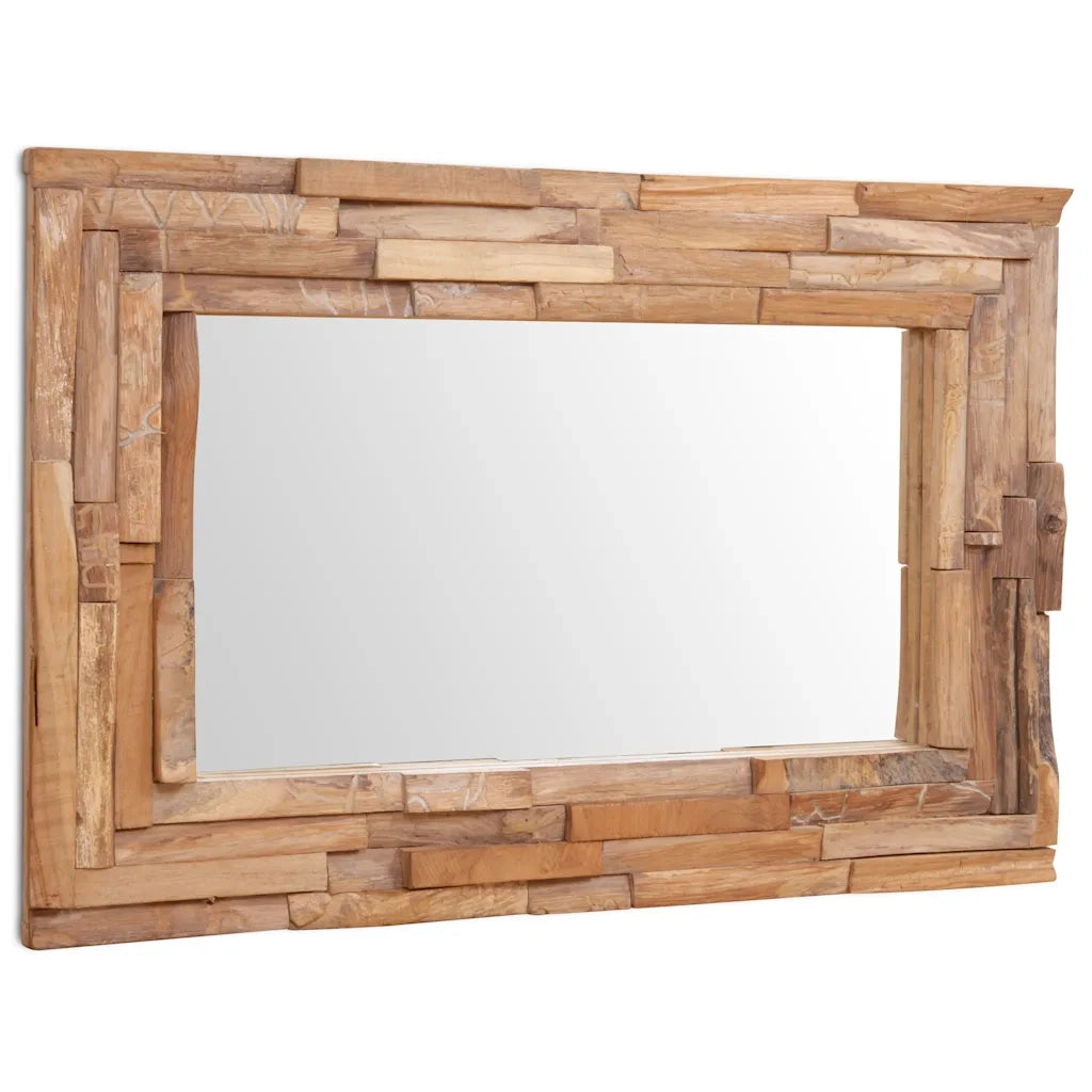 Specchio Decorativo in Legno di Teak 90x60 cm Rettangolare 244563