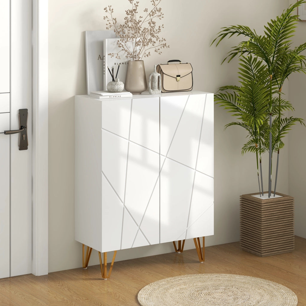 Scarpiera con Ante e Ripiani Regolabili ¨C Zephmum ¨C Bianco 72x31.5x95 cm