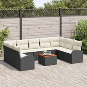 Set Divano da Giardino con cuscino 10 pcs Nero polyrattan 3347621