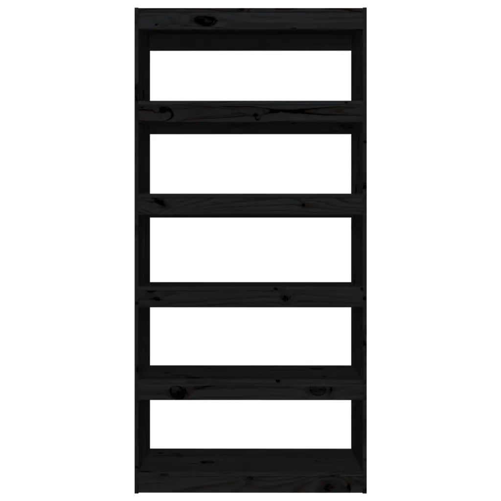 Libreria/Divisorio Nero 80x30x167,4 cm Legno Massello di Pino 808202