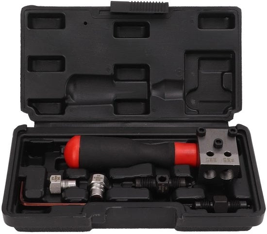 Set di flare per auto con doppio flare 3/16"/1/4" - Dispositivo per flare in metallo massello - Design compattibile - Ideale per la riparazione di auto - Flessibile tool